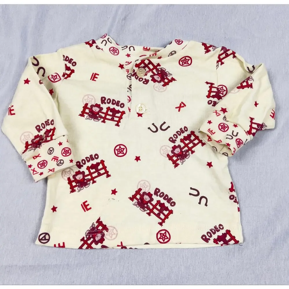 Vintage Baby Nay Rodeo Western Fleece Overall Outfit Set 0-3M Made USA Boys READ